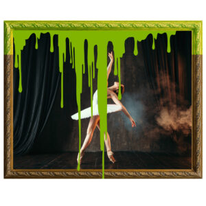 רקדנית בלט ירוק רקע וילון